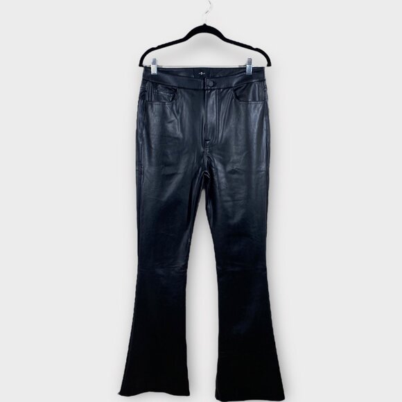 NWT 7 For All Mankind Super Stretch Boot Cut Black Faux Leather Pants, size 32 - Picture 6 of 9